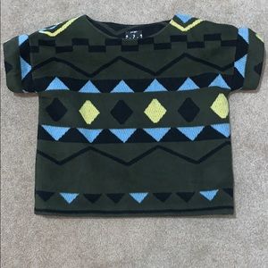 424 Fifth Boxy Geometric Fleece Top Sz S